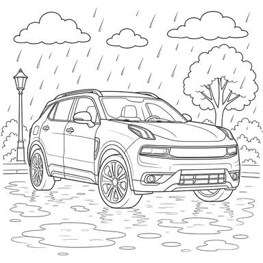 Desenho para colorir: Lynk & Co 01 em tempo chuvoso