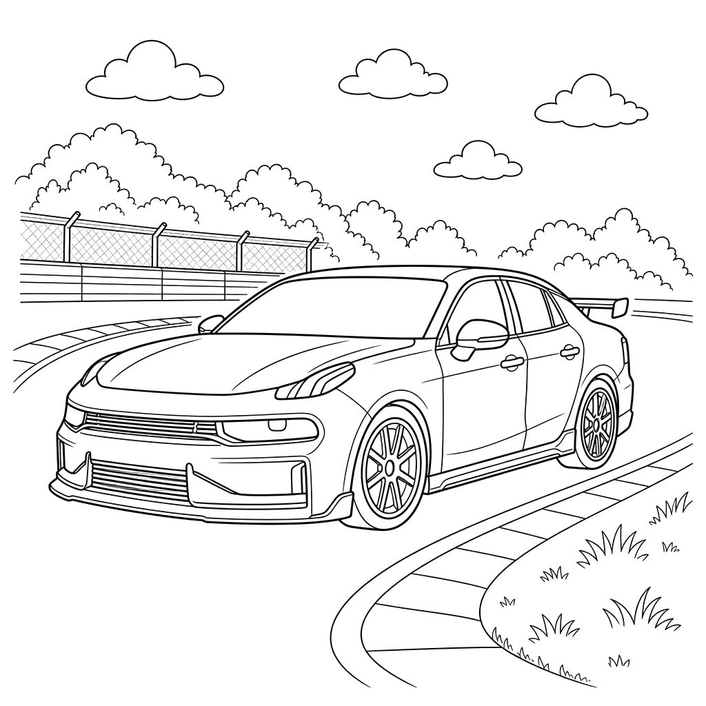 Desenho para colorir: Lynk & Co 03 na pista de corrida