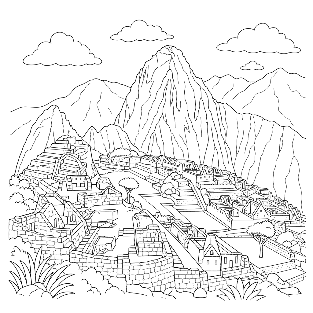 Machu Picchu Ausmalbild