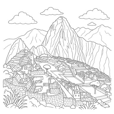 Dibujo para colorear de Machu Picchu