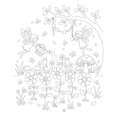 Dibujo para Colorear Jardín de Hadas Mágico