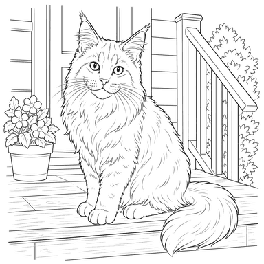 Gato Maine Coon en el porche