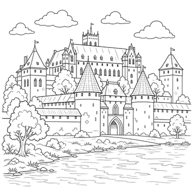 Desenho para colorir do Castelo de Malbork