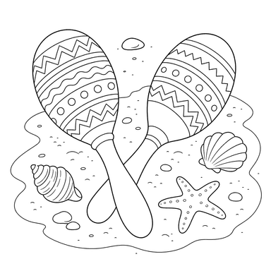 Dibujo para colorear de Maracas en la arena