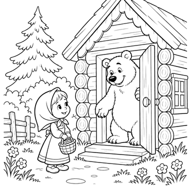 Macha devant la cabane de l'ours