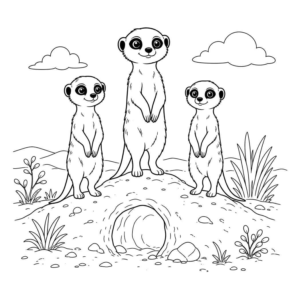 Erdmännchen auf Wache Ausmalbild