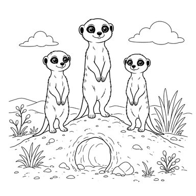 Erdmännchen auf Wache Ausmalbild