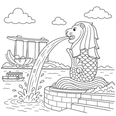 Coloriage Statue du Merlion