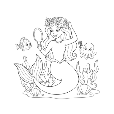 Coloriage Sirène avec Couronne