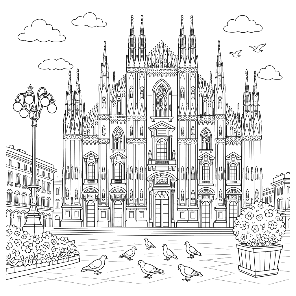 Desenho para colorir da Catedral de Milão