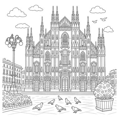 Dibujo para colorear de la Catedral de Milán