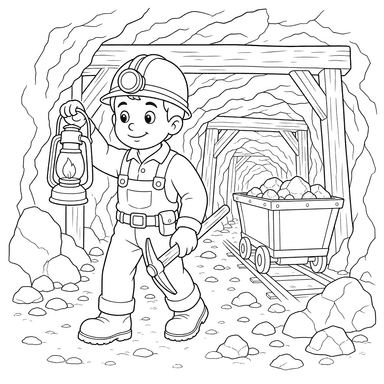 Desenho de Minerador com Lanterna para colorir