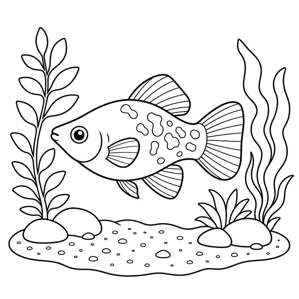 Molly sobre sustrato arenoso — dibujo para colorear