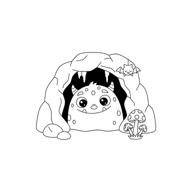 Dibujo para Colorear Monstruo en la Cueva