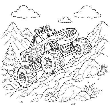 Coloriage Monster Truck sur la Colline