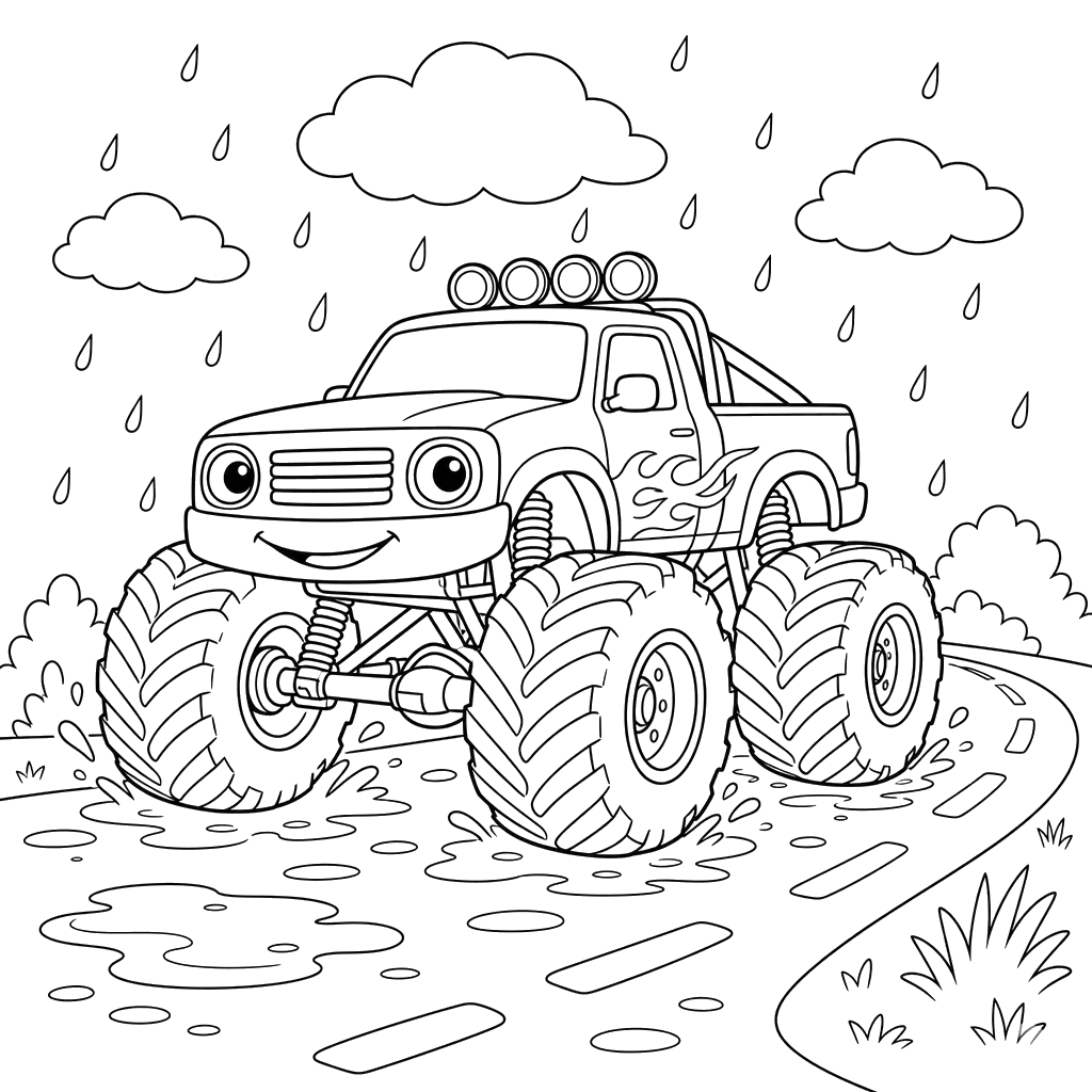 Monstertruck im Regen