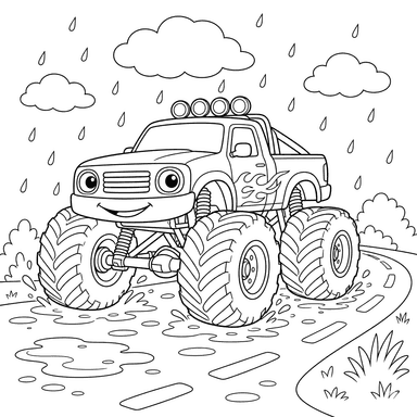 Monstertruck im Regen