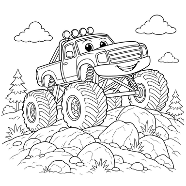 Coloriage Monster Truck sur la Colline