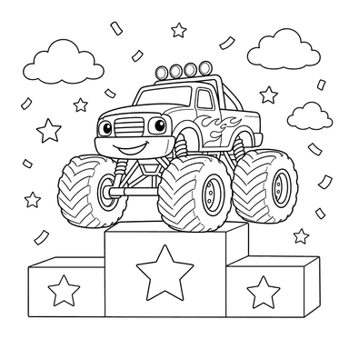 Coloriage Monster Truck sur le Podium