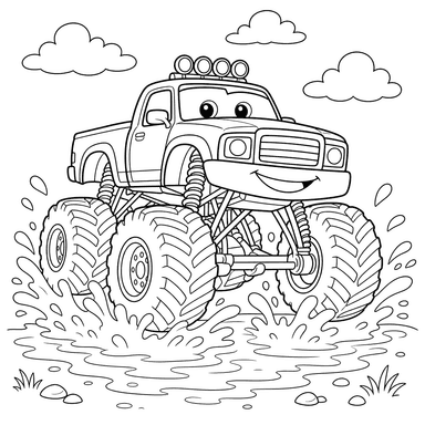 Coloriage Monster Truck dans l'Eau