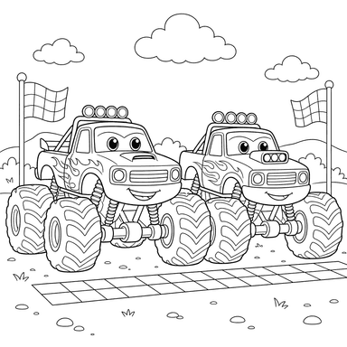 Ausmalbild Monster-Trucks am Start