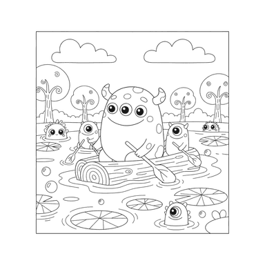 Dibujo para Colorear Monstruos en el Pantano
