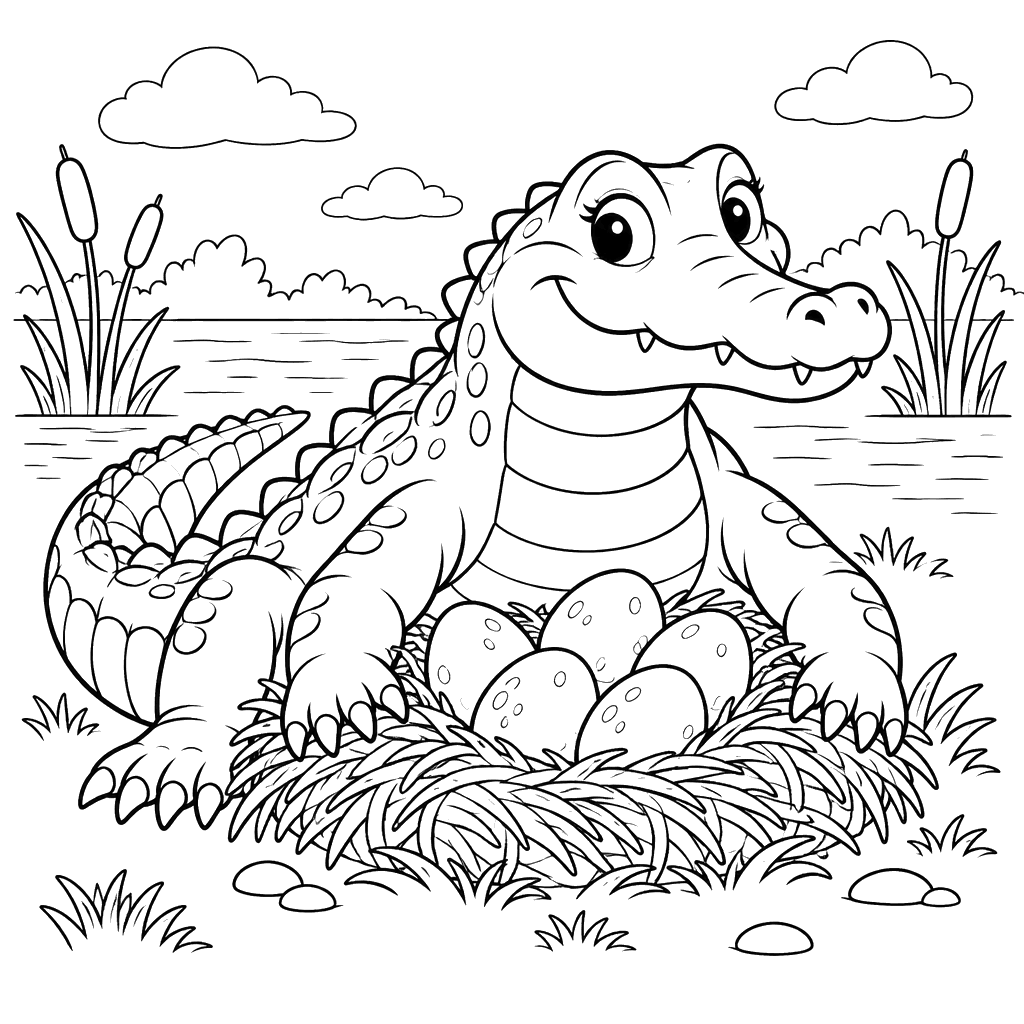 Alligator-Mama bewacht Nest