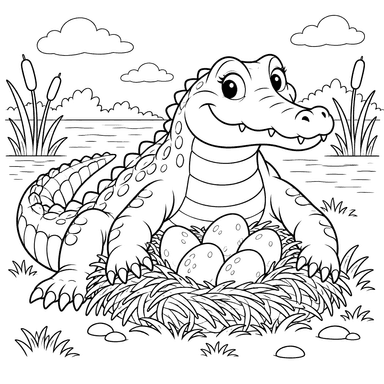 Alligator-Mama bewacht Nest