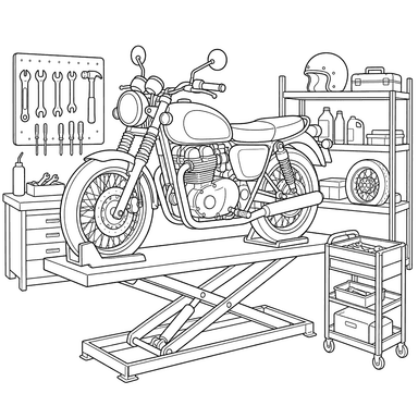 Moto dans l'atelier