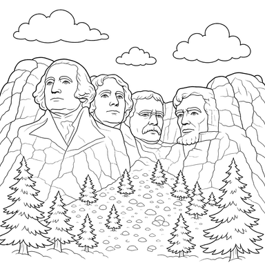 Dibujo para colorear del Monte Rushmore