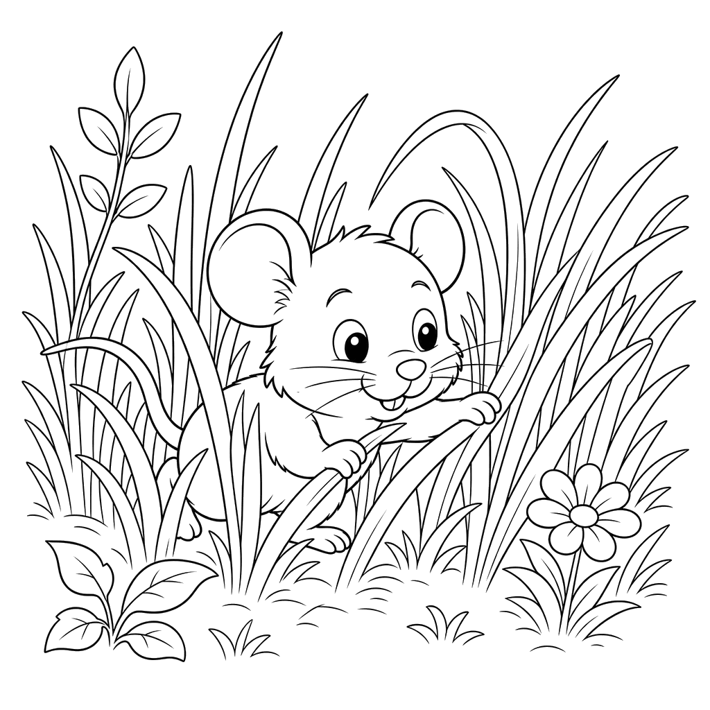 Ratinho na grama alta