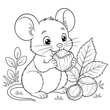 Maus mit Haselnuss