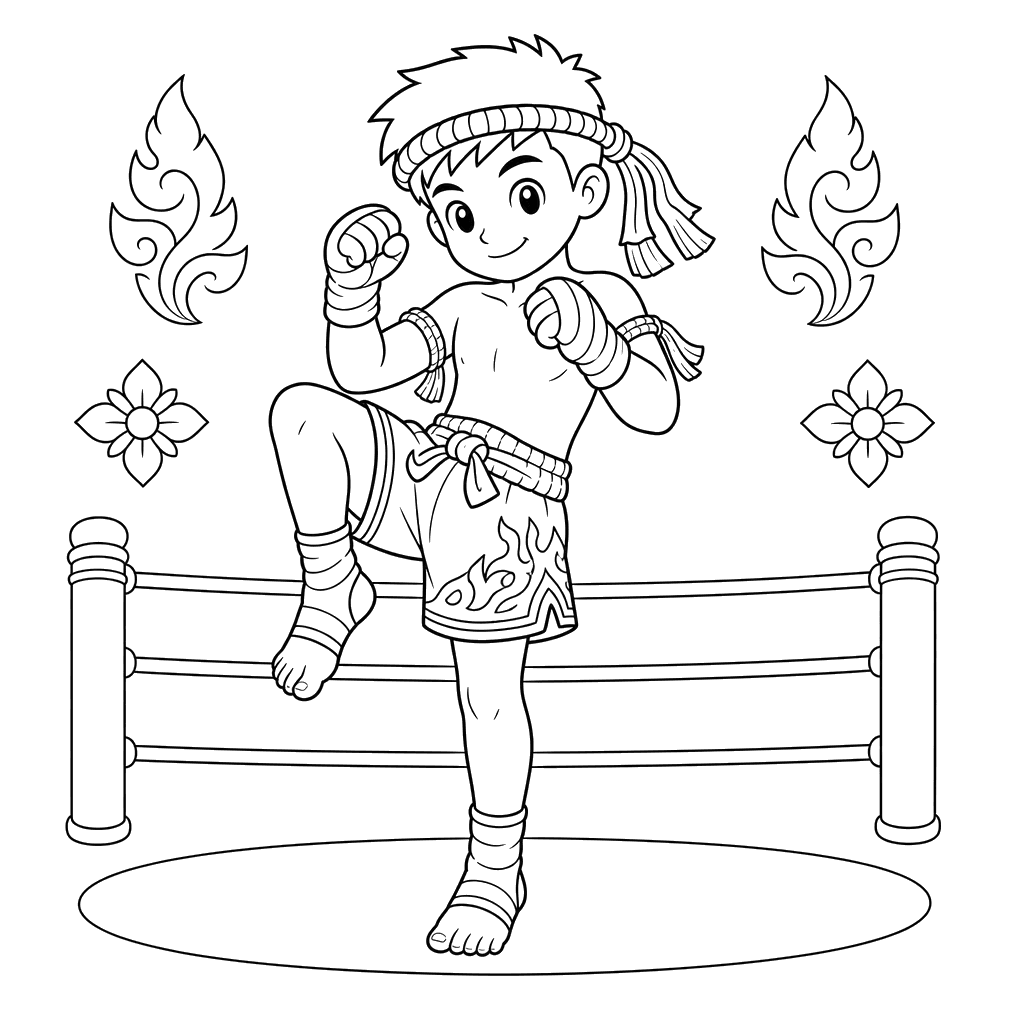 Desenho para colorir: muay thai
