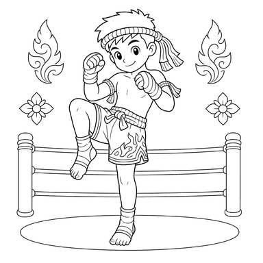Desenho para colorir: muay thai