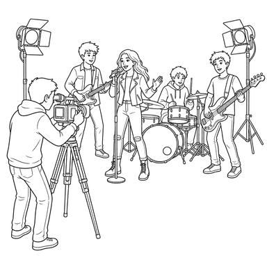 Groupe de musique en tournage