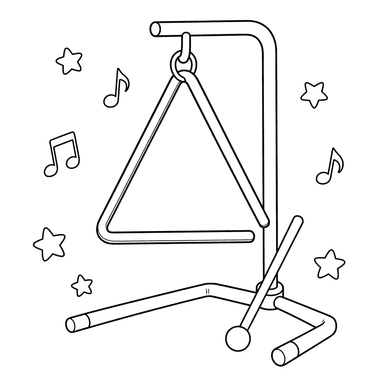 Desenho de Triângulo Musical para Colorir