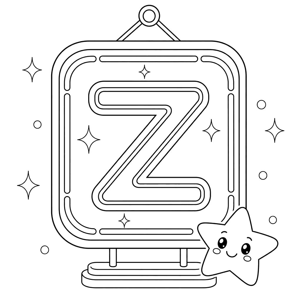 Coloriage Lettre Z en Néon
