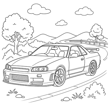 Dibujo para colorear de Nissan Skyline GT-R