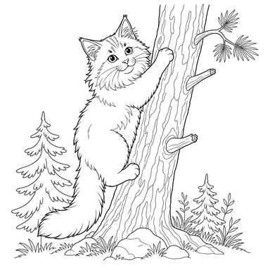 Норвежская лесная кошка на дереве