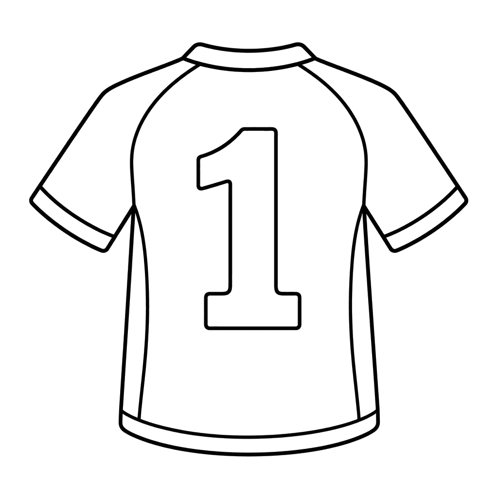 Número 1 na camisa de futebol