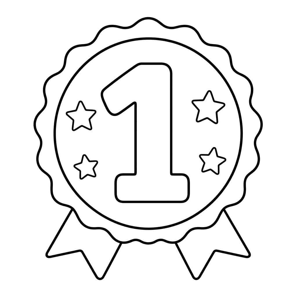 Crachá com número 1 — desenho para colorir