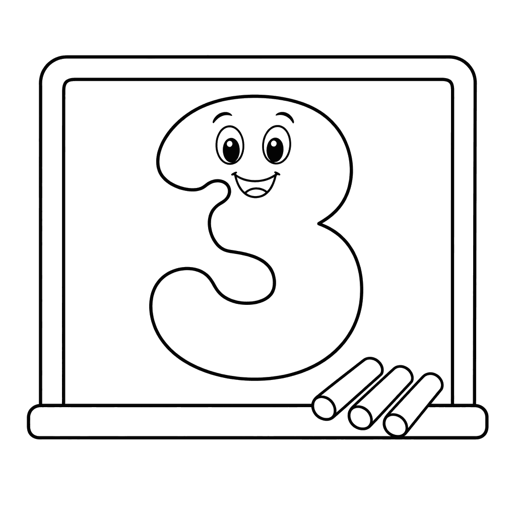 Número 3 no quadro — Desenho para colorir