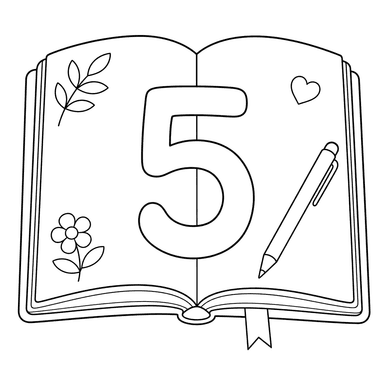 Número cinco en un diario escolar