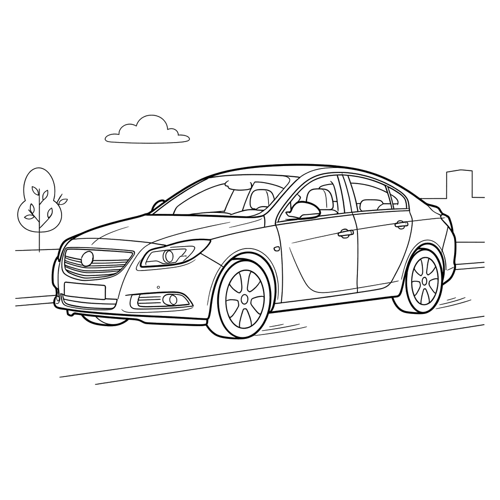 Dibujo para colorear coche Opel Insignia para niños