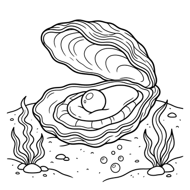 Dibujo para colorear: Ostra Abierta en el Fondo Marino