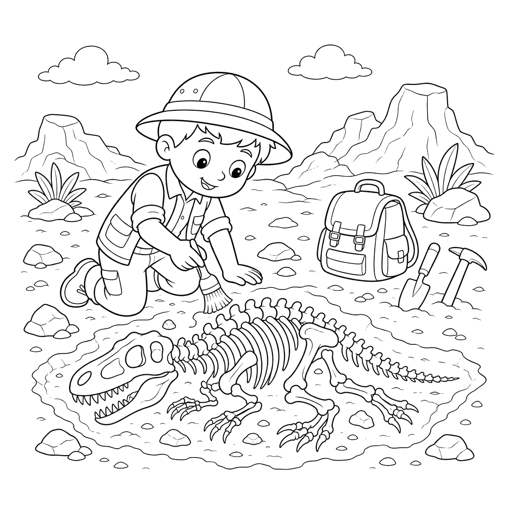 Desenho de Paleontólogo para Colorir