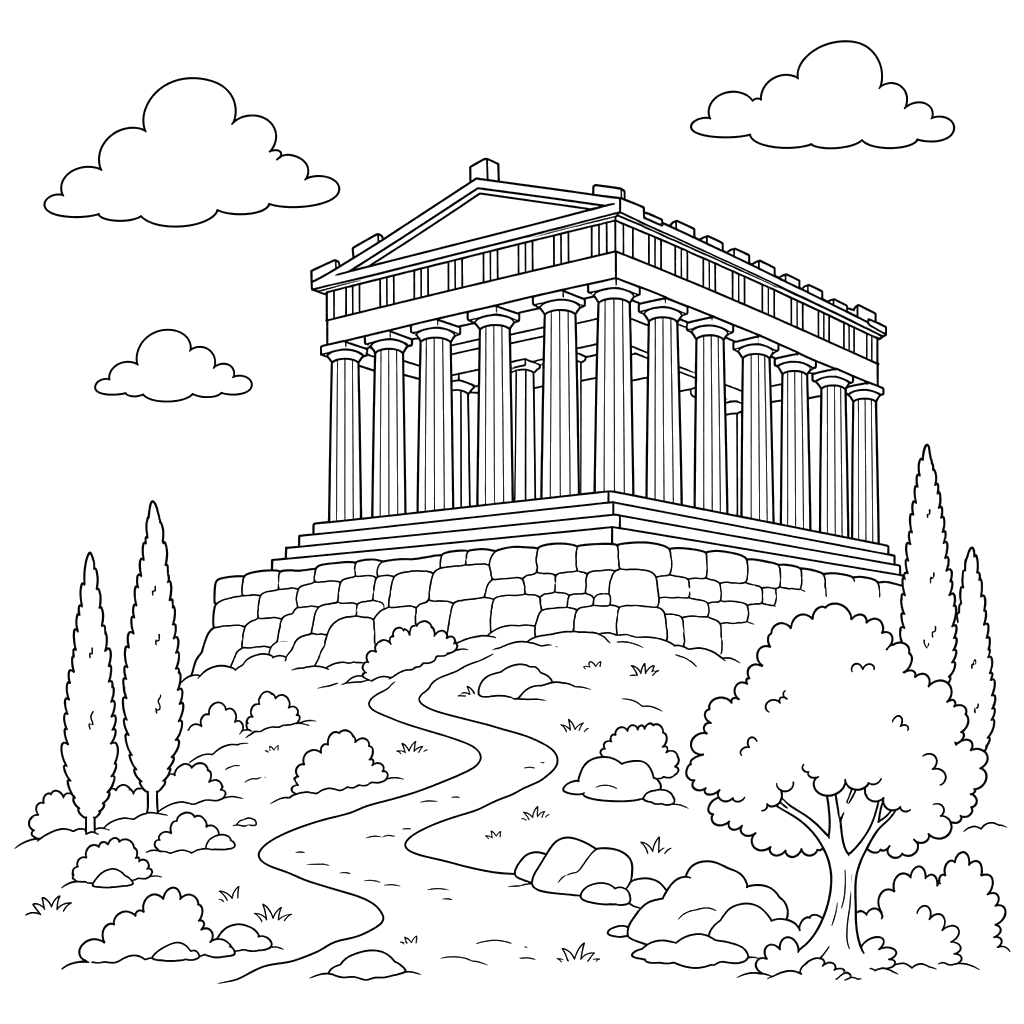 Parthenon-Tempel Ausmalbild