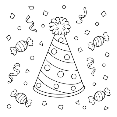 Dibujo para colorear de Gorro de Fiesta