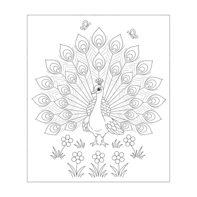 Coloriage Paon Faisant la Roue