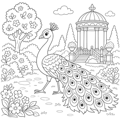 Paon dans le jardin royal